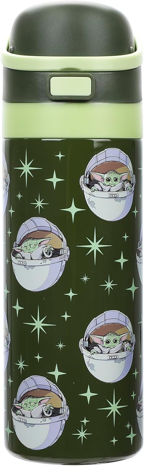 STAR WARS - The Mandalorian and Grogu 24 Oz. Stainless Steel Tumbler With Flip-Top Lid