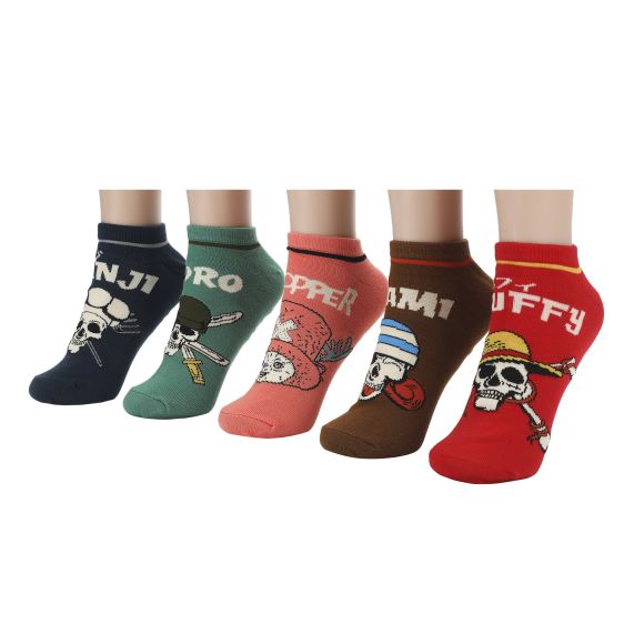 ONE PIECE - Jolly Rogers with Chopper Multicolor (Pack of 5) Mix & Match Ankle Socks