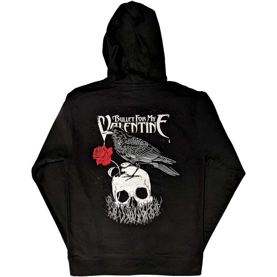 BULLET FOR MY VALENTINE - Unisex Pullover Hoodie: Logo & Raven (Black) (Back Print)