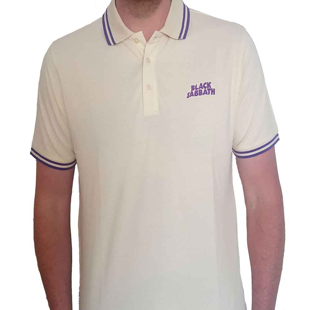 Black Sabbath Unisex Polo Shirt: Wavy Logo (Beige)