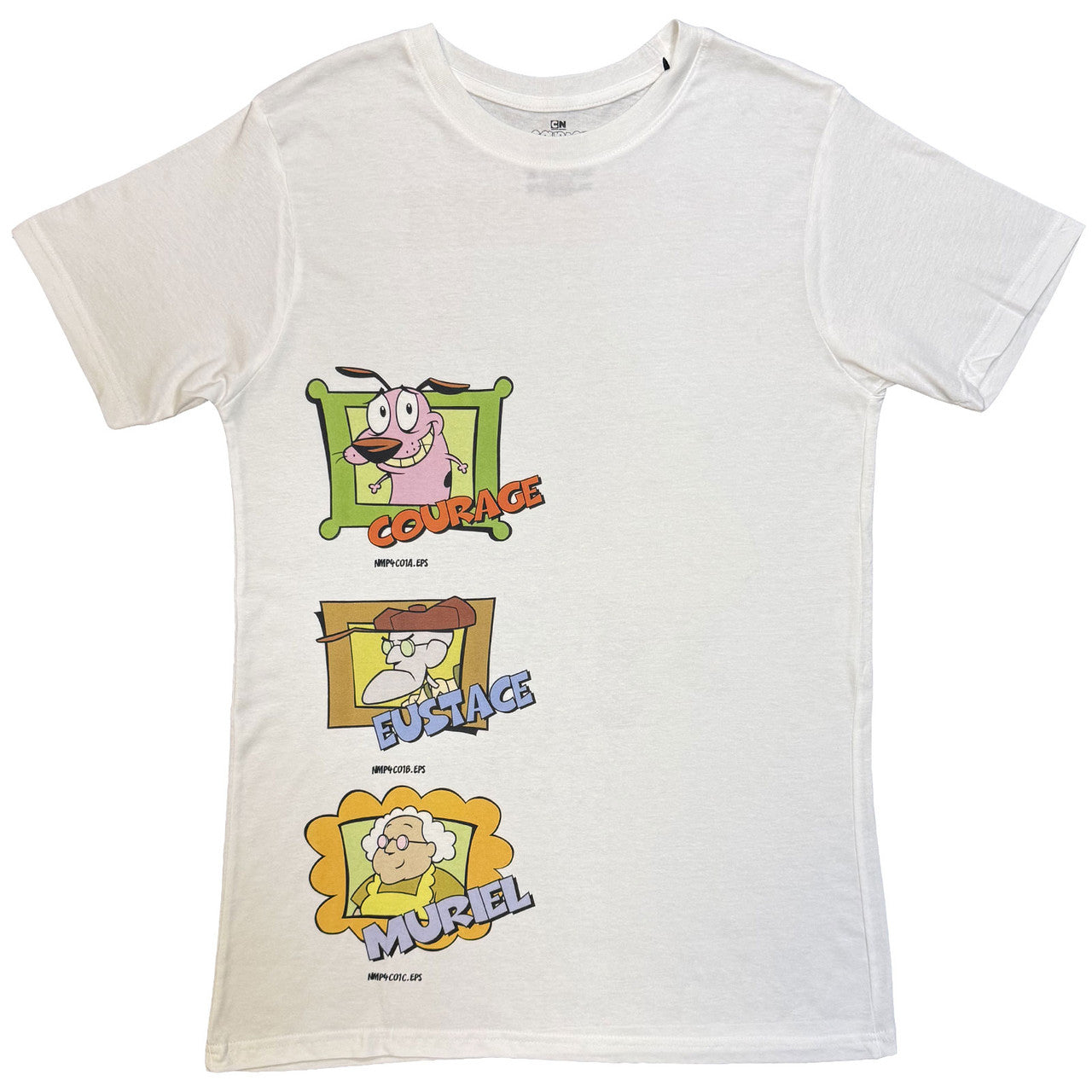COURAGE THE COWARDLY DOG - Unisex T-Shirt: F&B Jumbo (White) (Back Print)