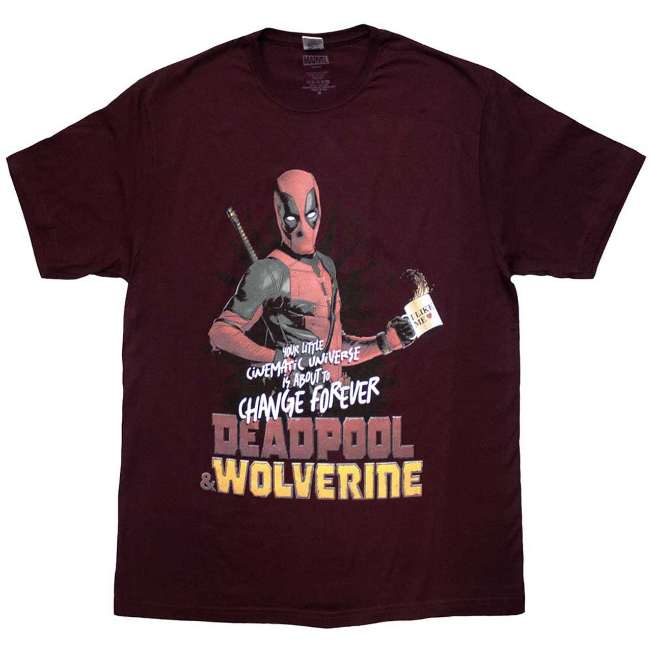 DEADPOOL & WOLVERINE - Unisex T-Shirt: Deadpool & Wolverine Change Universe (Maroon Red)