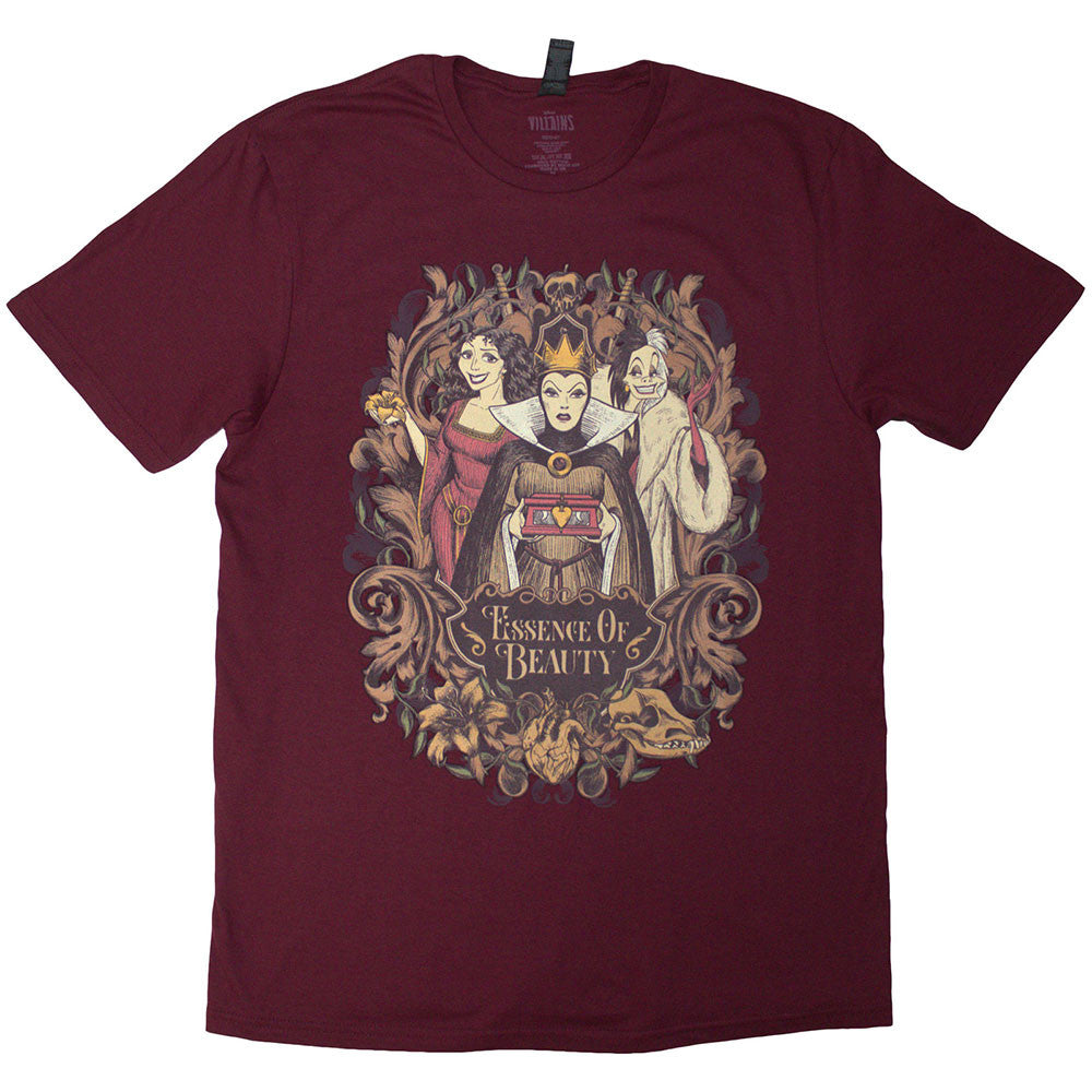 DISNEY VILLAINS - Disney Unisex T-Shirt: Essence Of Beauty (Maroon Red)