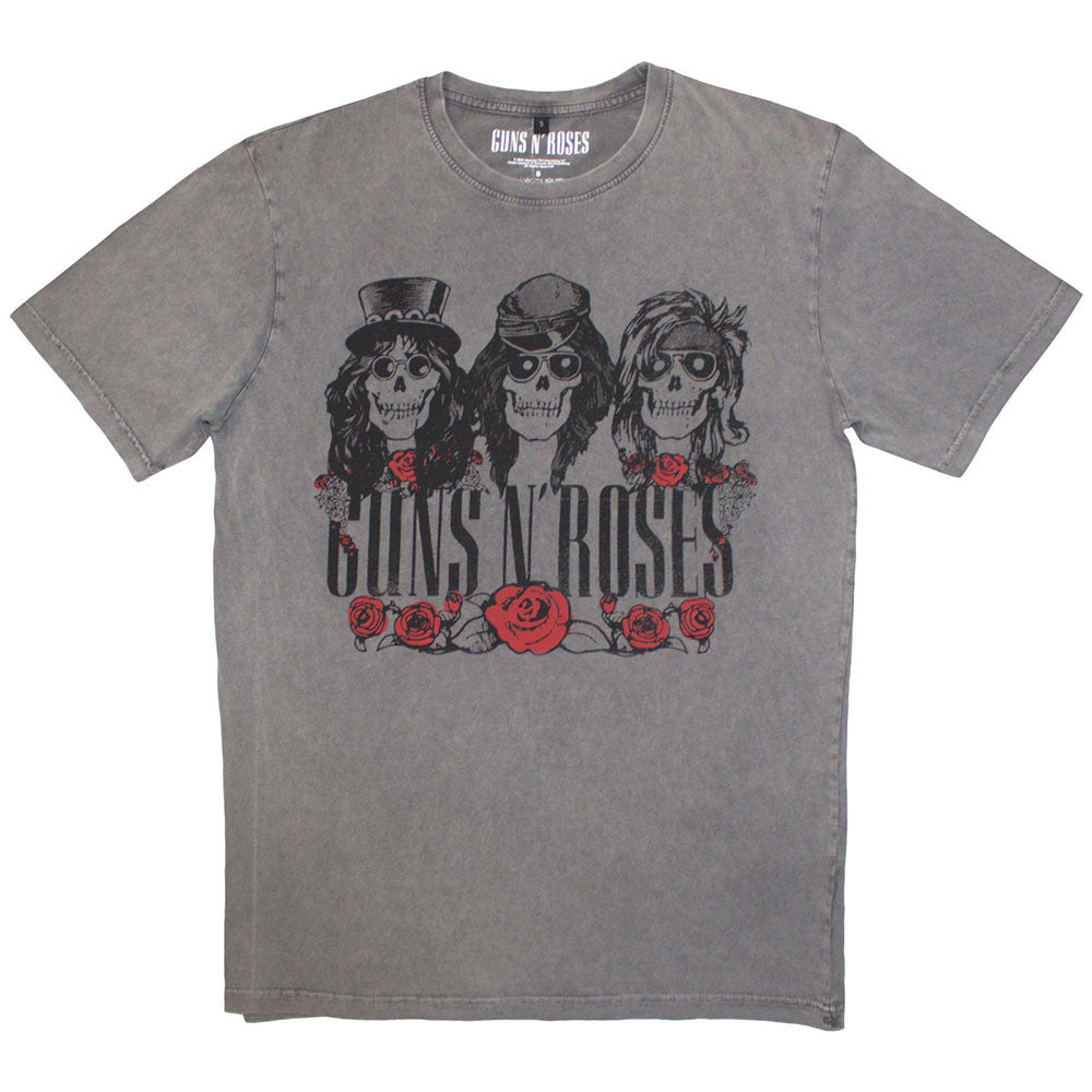 GUNS N' ROSES - Guns N' Roses Unisex Stone Wash T-Shirt: Hell Group (Grey)