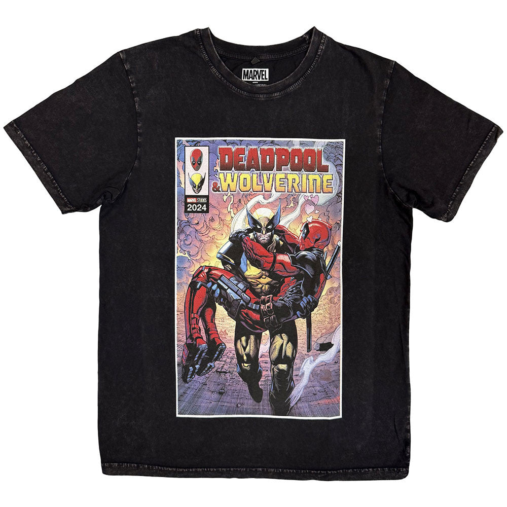 MARVEL UNIVERSE - Wolverine Carrying Deadpool Stone Wash T-SHIRT