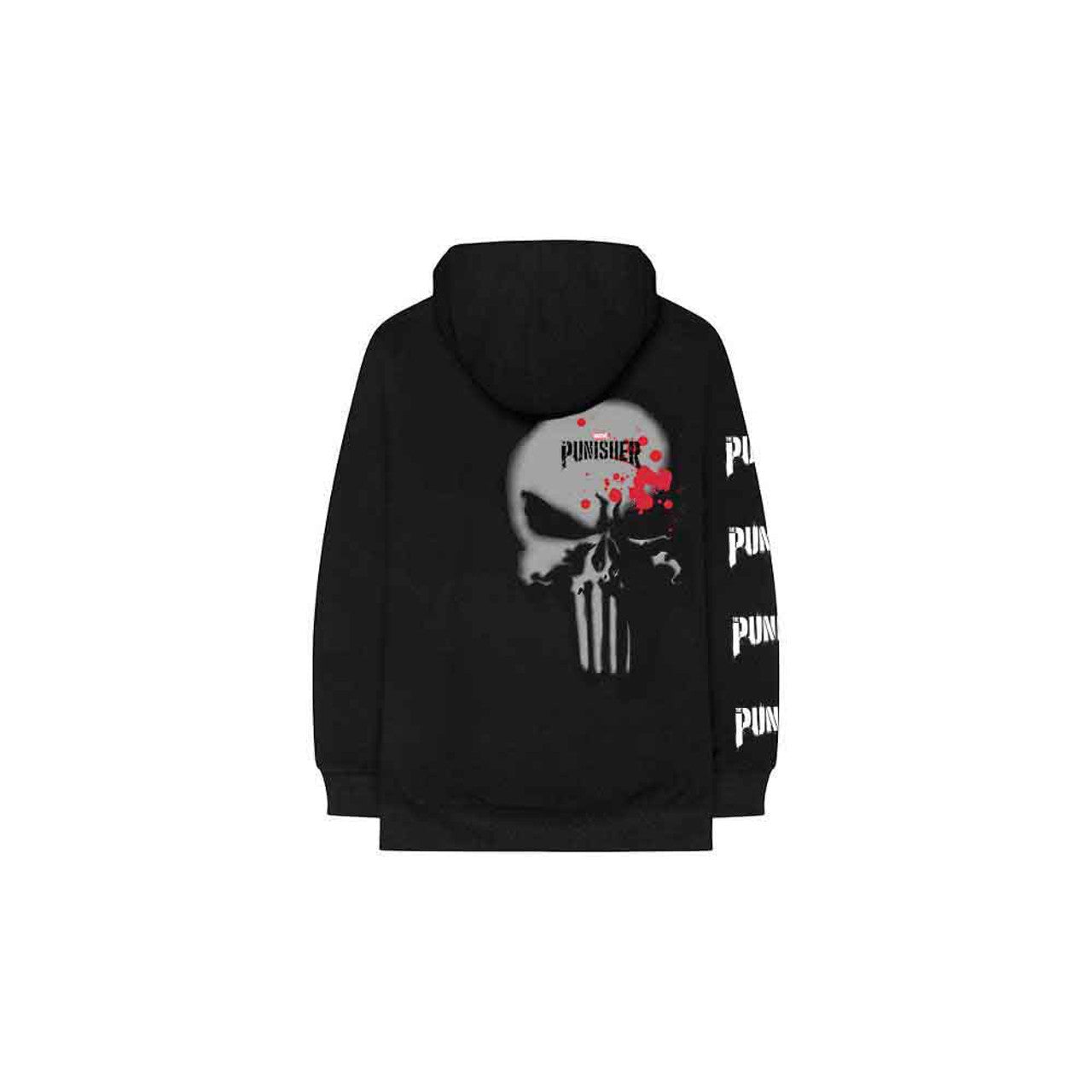 PUNISHER - Marvel Comics Unisex Pullover Hoodie: Punisher Stamp (Black) (Back Print & Sleeve Print)