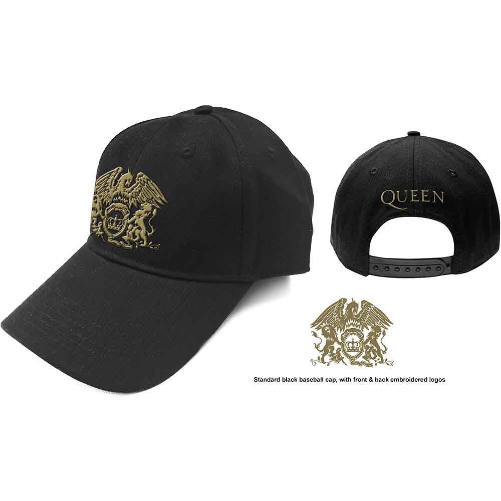 QUEEN - Queen Unisex Baseball Cap: Gold Classic Crest (Black)