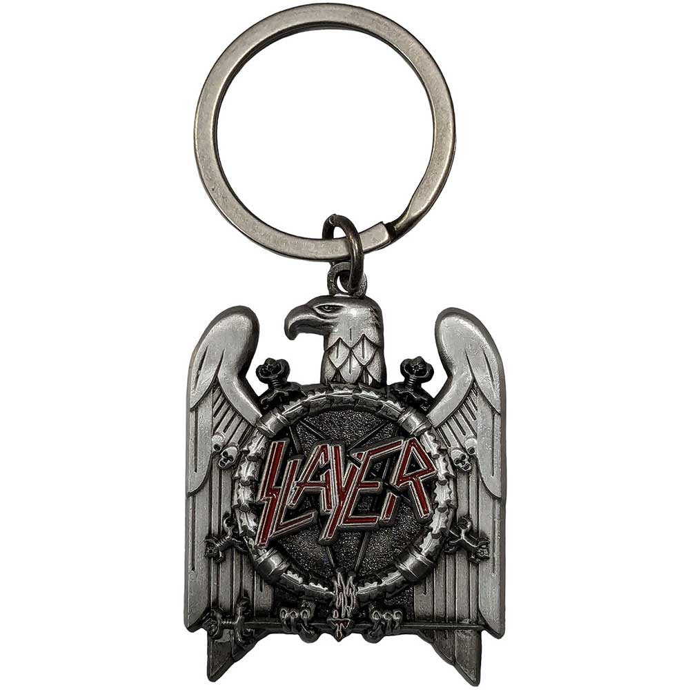 SLAYER - Official Collectable Keychain: Silver Eagle v2 (Oxidised Chrome Relief With Red Highlights)
