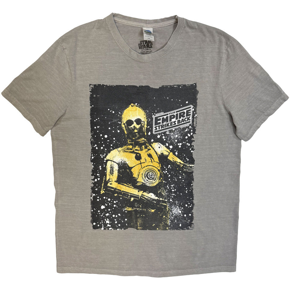 STAR WARS - Unisex Stone Wash T-Shirt: TESB C3PO (GREY)