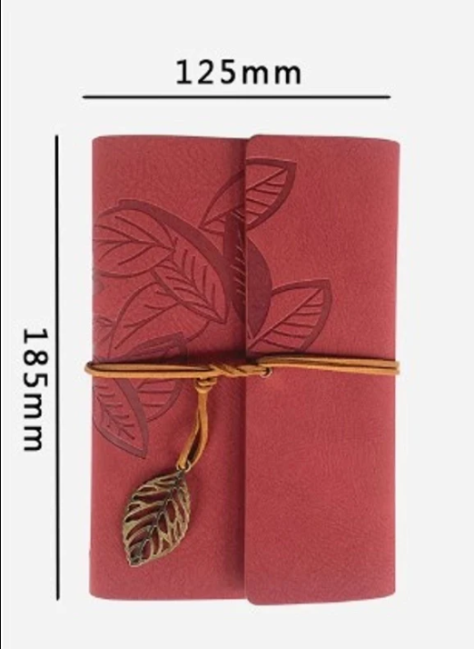 Plant Leather Paper Retro Notebook (Red)