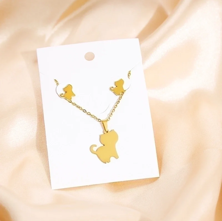 Stainless Steel Plating Jewelry Set 2 Pieces - Kitty