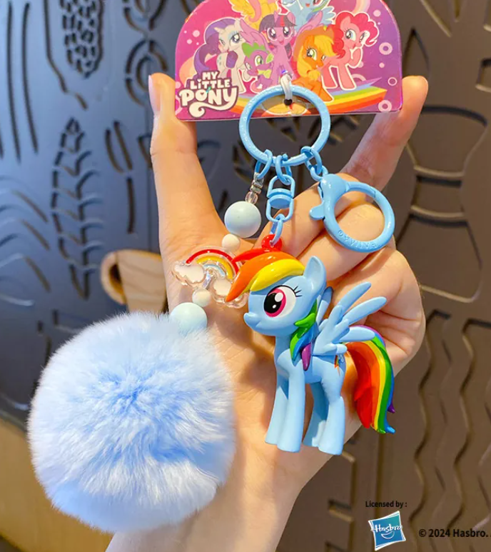 MY LITTLE PONY - Keychain with Faux Fur Pom Pom (Blue)