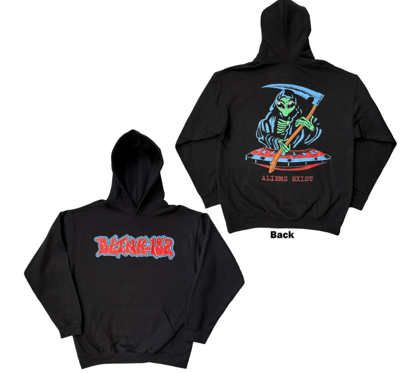 BLINK-182 - Unisex pullover Hoodie: Aliens Exist (Black) (Front & Back)