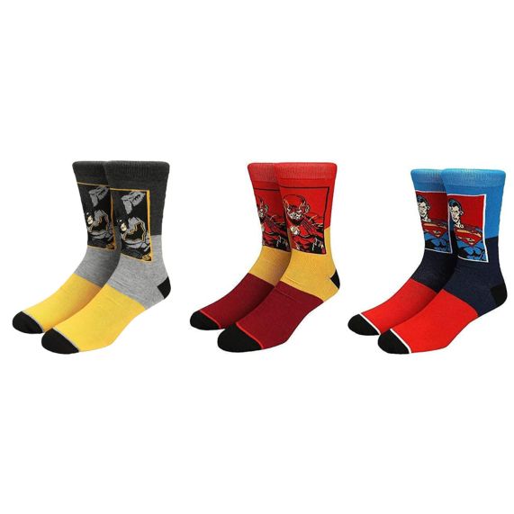 Justice League The Flash Superman Batman 3 Pack Socks