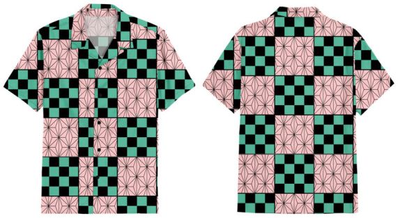 Demon Slayer - Button Up Tanjiro Nezuko toss print