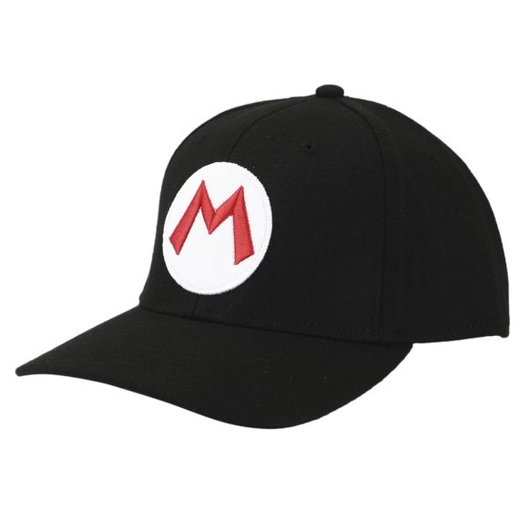 Super Mario Brothers Mario Embroidered Symbol Black Snapback Hat