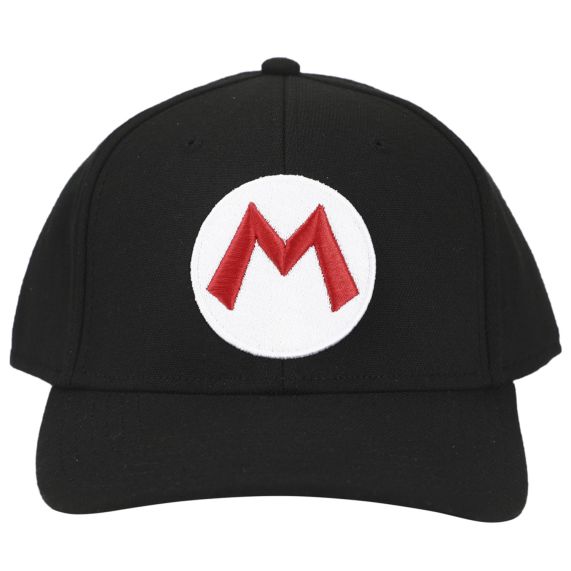 Super Mario Brothers Mario Embroidered Symbol Black Snapback Hat