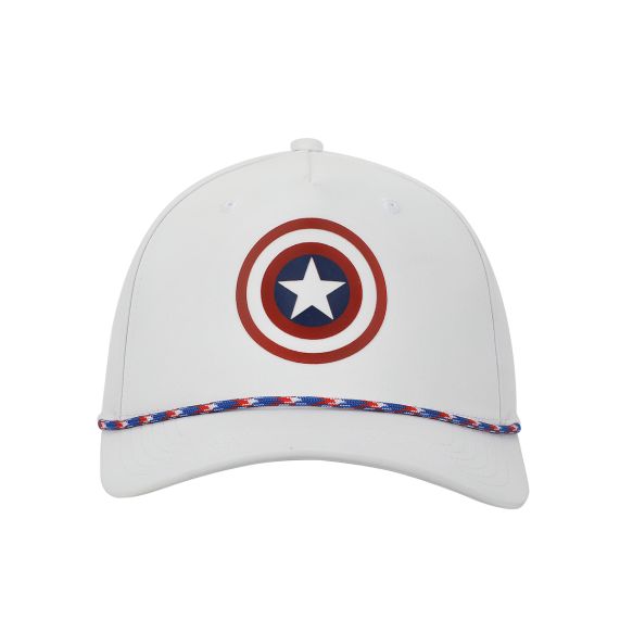 CAPTAIN AMERICA - White Rope Snapback Hat With Inside Design
