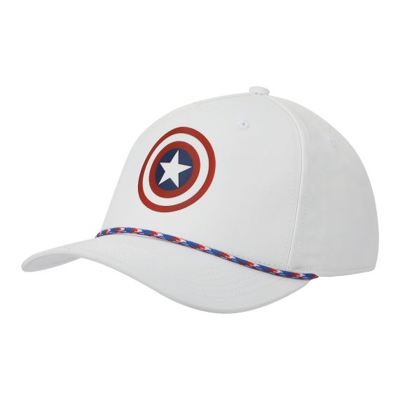 CAPTAIN AMERICA - White Rope Snapback Hat With Inside Design