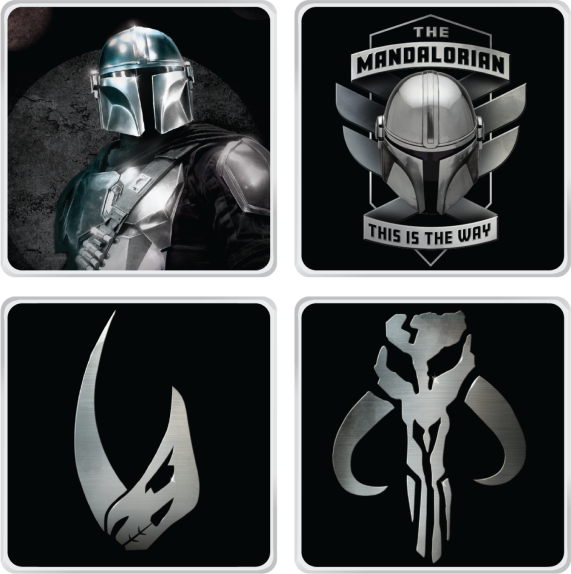Star Wars The Mandalorian Mudhorn & Characters 4 Piece Ceramic Coaster Set
