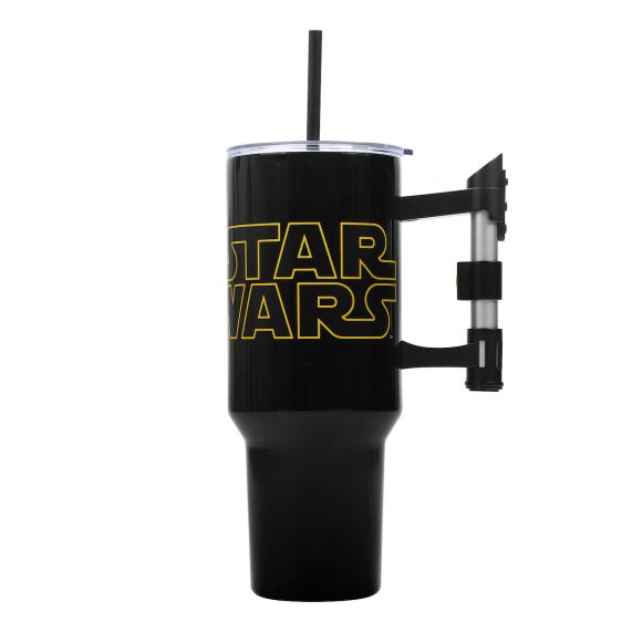 STAR WARS Lightsaber 40 Oz Stainless Steel Tumbler With Straw & Sculpted Handle