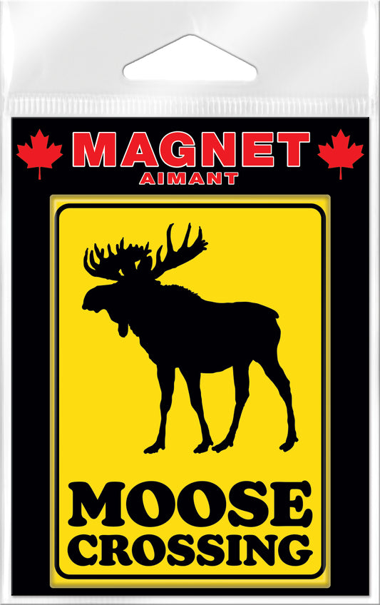 Moose Crossing Carded Magnet