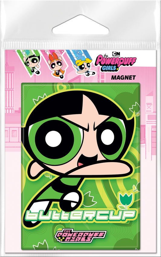 Powerpuff Girls Buttercup on Green Carded Magnet