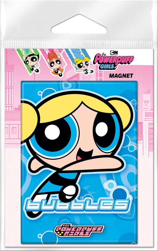 Powerpuff Girls Bubbles on Blue Carded Magnet