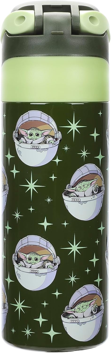 STAR WARS - The Mandalorian and Grogu 24 Oz. Stainless Steel Tumbler With Flip-Top Lid