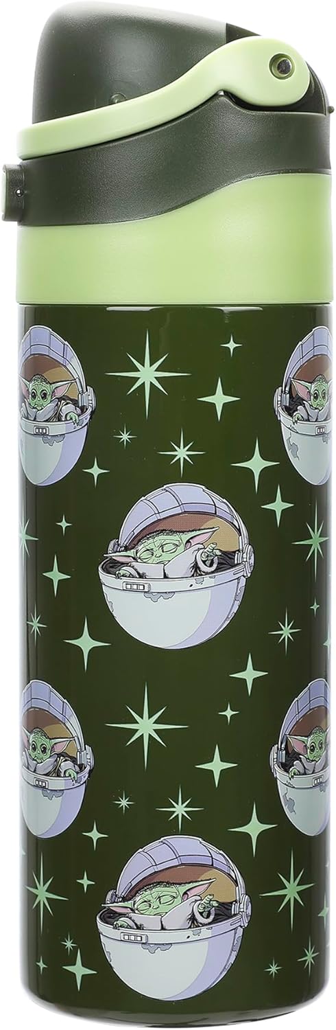 STAR WARS - The Mandalorian and Grogu 24 Oz. Stainless Steel Tumbler With Flip-Top Lid