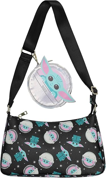 Mandalorian - Grogu Celestial Neon Print Purse with Removable Coin Purse