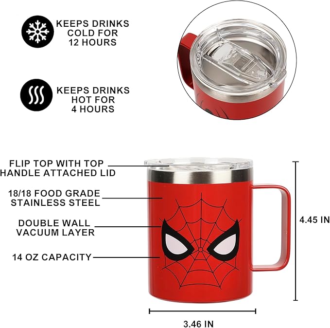MARVEL UNIVERSE - SPIDER-MAN - 14 oz Vacuum Sealed Stainless Steel Tumbler