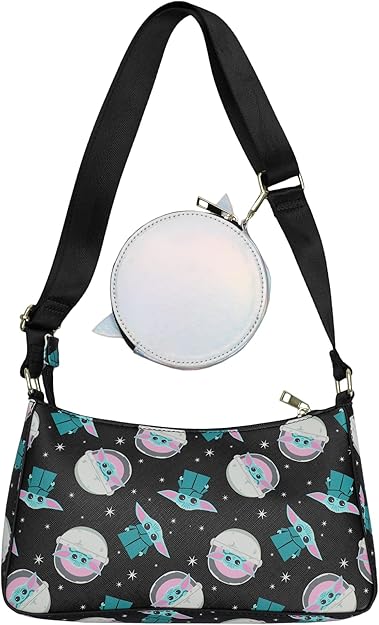 Mandalorian - Grogu Celestial Neon Print Purse with Removable Coin Purse