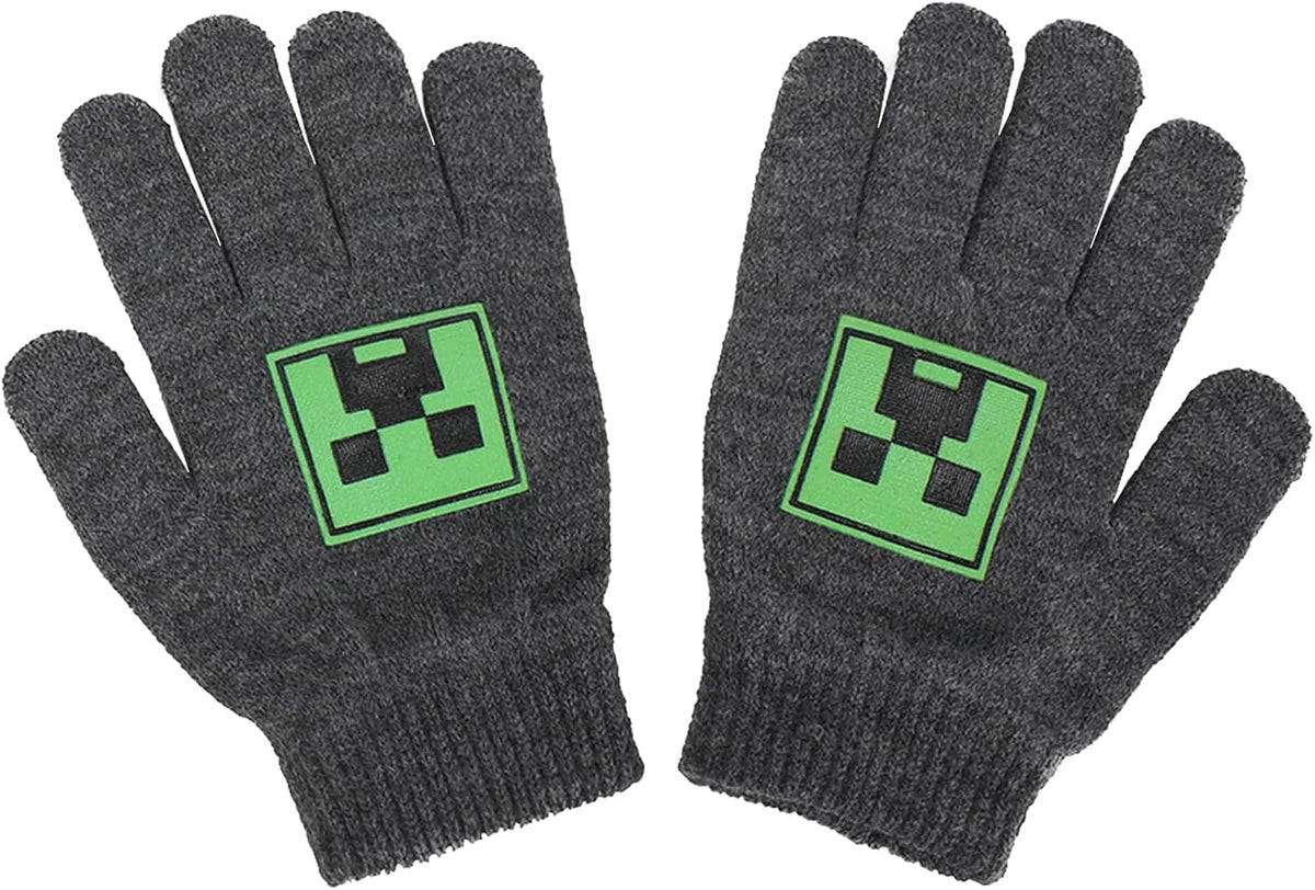 MINECRAFT - Knit Beanie With Fur Pom and gloves