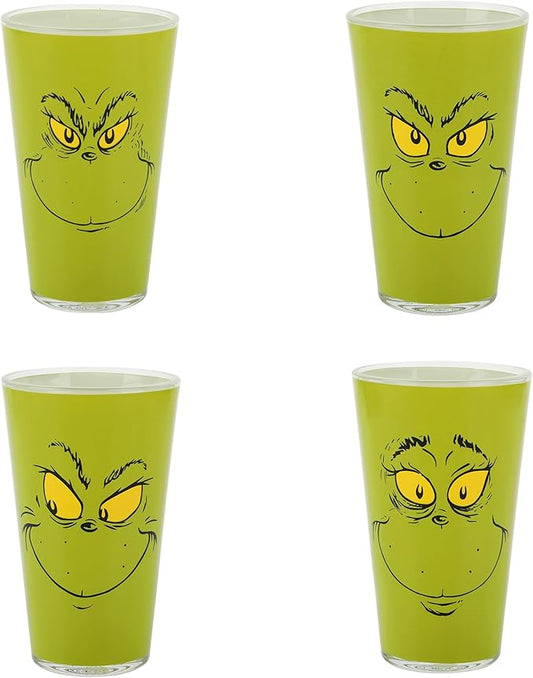 The Grinch Faces 16 oz Glass Set of 4