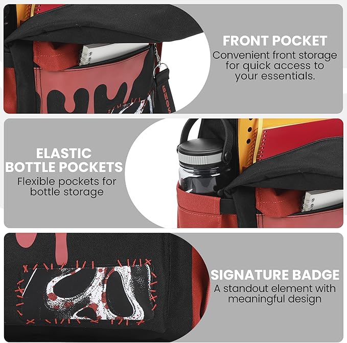 GHOSTFACE - Ghostface Masks & Blood Drip Adult 16.5” Black Backpack