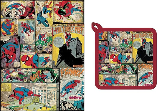 Marvel Spider-Man Action Wall Dish Towel and Oven Mitt Set