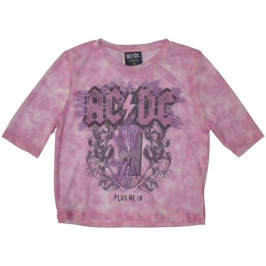 AC/DC Ladies Crop Top: Plug Me In (Pink)