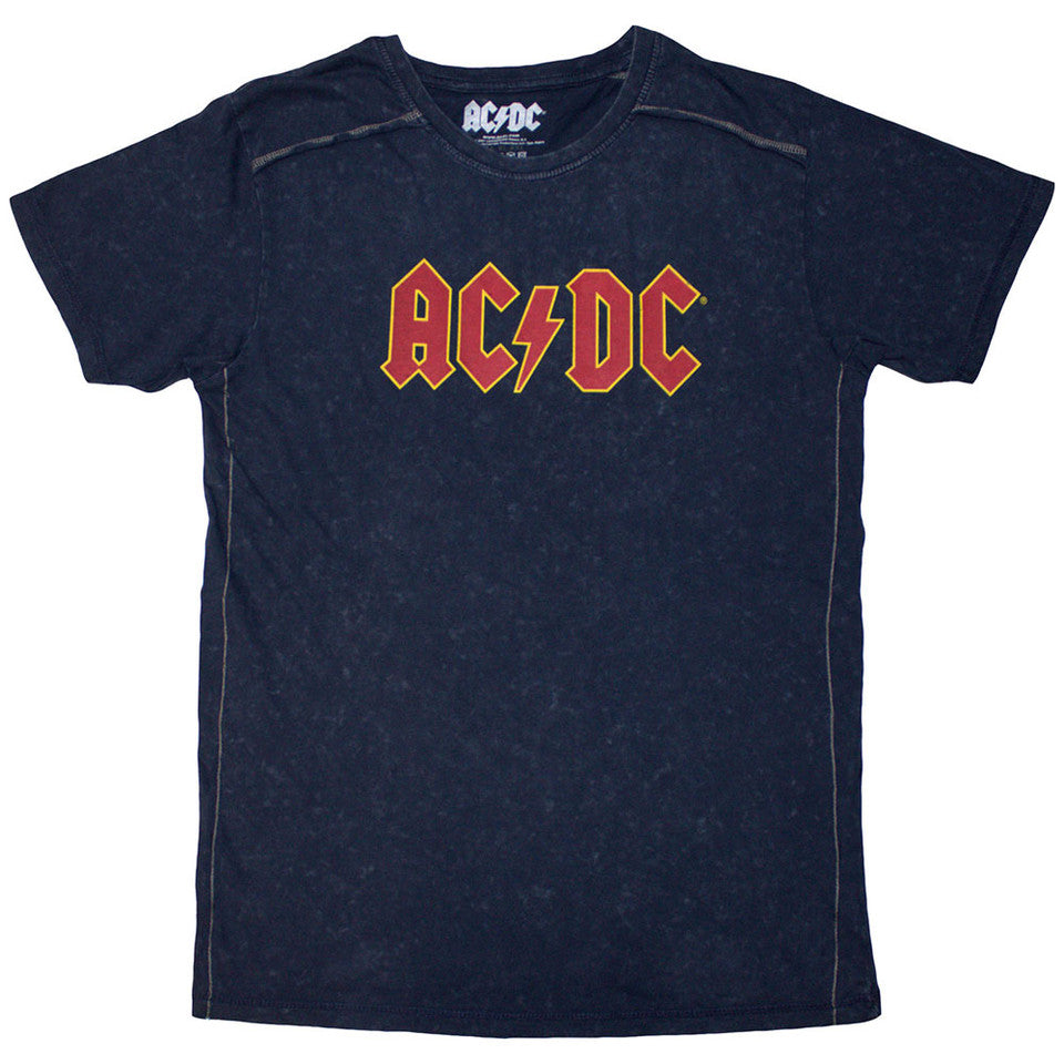 ACDC - AC/DC Unisex T-Shirt: Logo (Navy Blue) (Wash Collection)