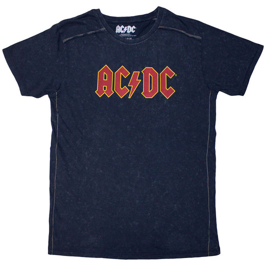 ACDC - AC/DC Unisex T-Shirt: Logo (Navy Blue) (Wash Collection)