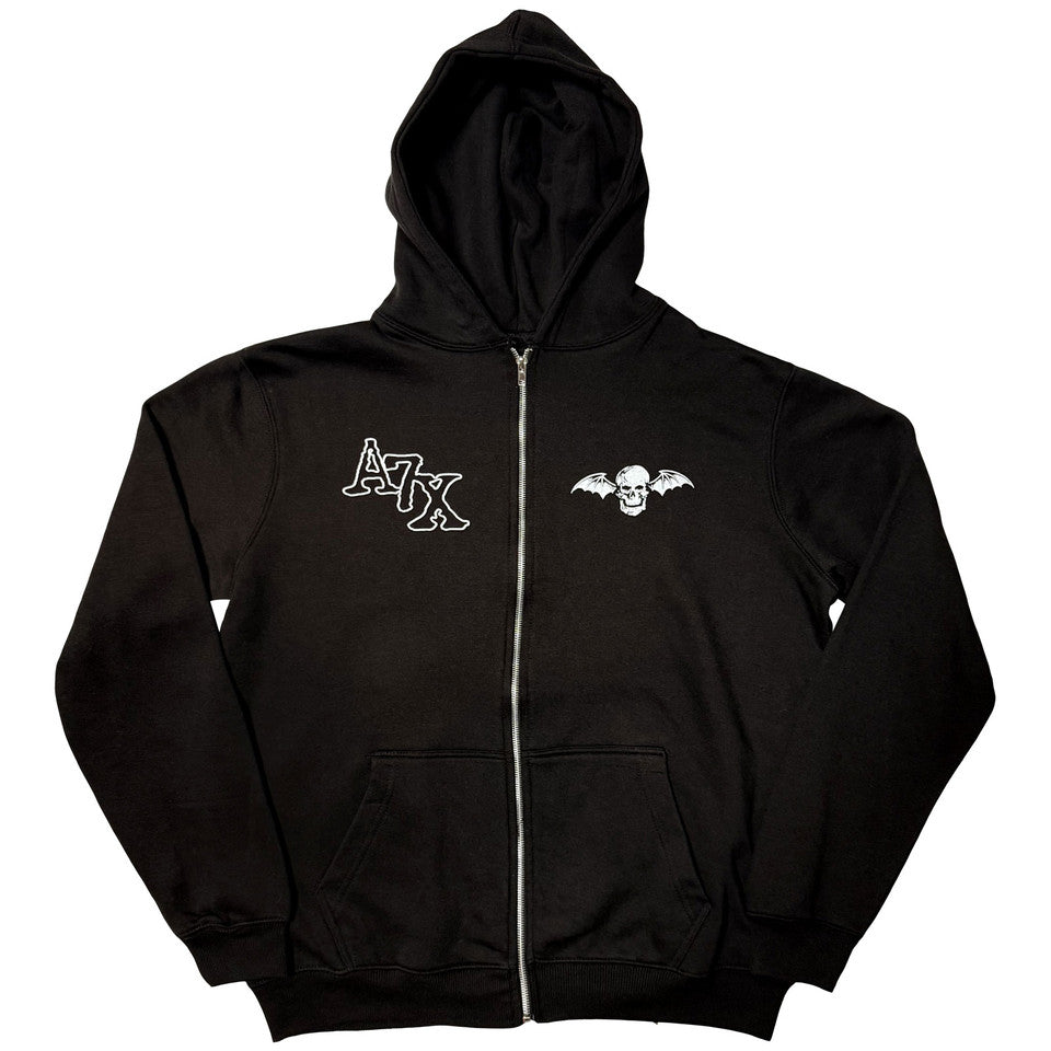 AVENGED SEVENFOLD - Unisex Zipped Hoodie: Dead Head (Black) (Back Print)