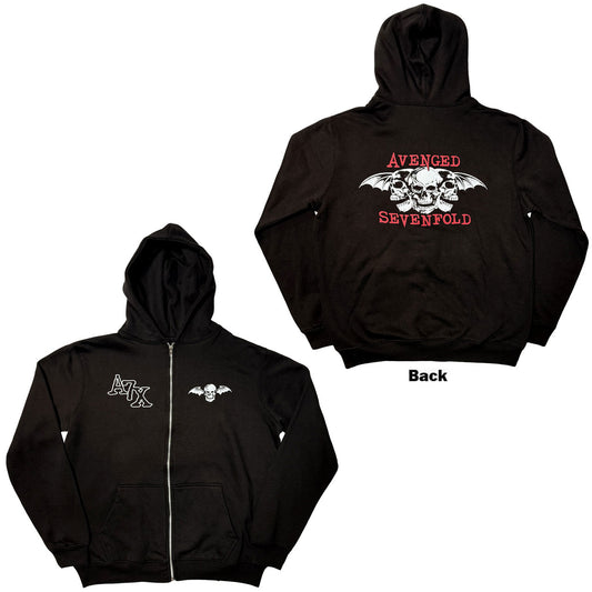 AVENGED SEVENFOLD - Unisex Zipped Hoodie: Dead Head (Black) (Back Print)