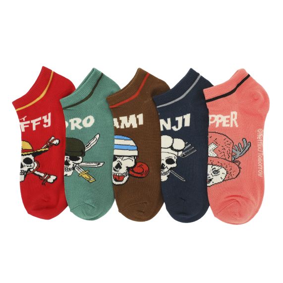 ONE PIECE - Jolly Rogers with Chopper Multicolor (Pack of 5) Mix & Match Ankle Socks