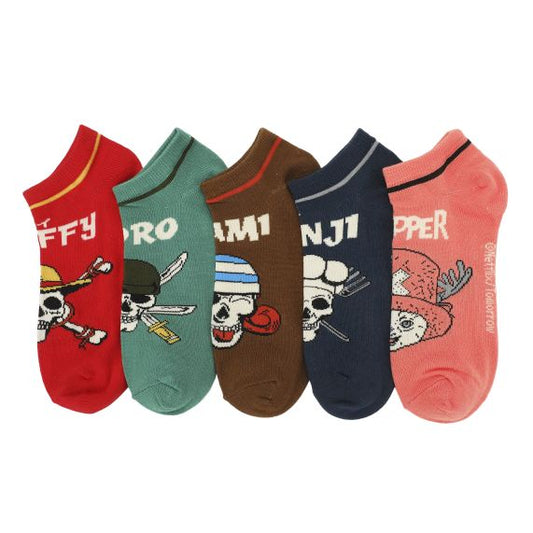 ONE PIECE - Jolly Rogers with Chopper Multicolor (Pack of 5) Mix & Match Ankle Socks