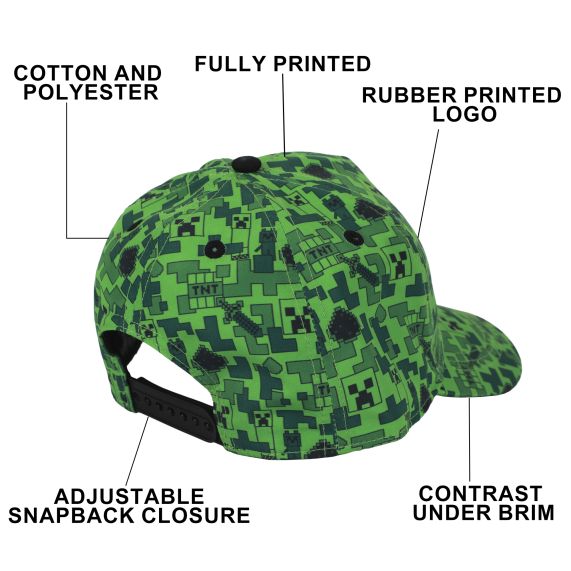 MINECRAFT - Minecraft Green Sublimated Baseball Cap for Kids