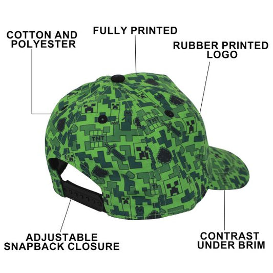 MINECRAFT - Minecraft Green Sublimated Baseball Cap for Kids