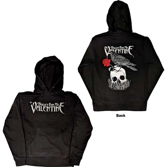 BULLET FOR MY VALENTINE - Unisex Pullover Hoodie: Logo & Raven (Black) (Back Print)