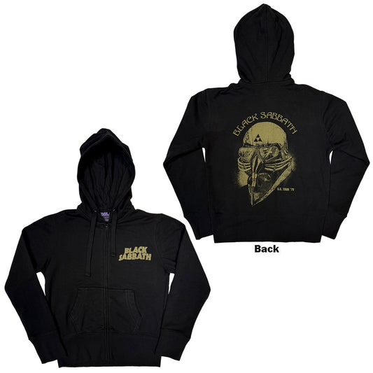 BLACK SABBATH - Unisex Zipped Hoodie: Tour 1978 (Black) (Back Print)