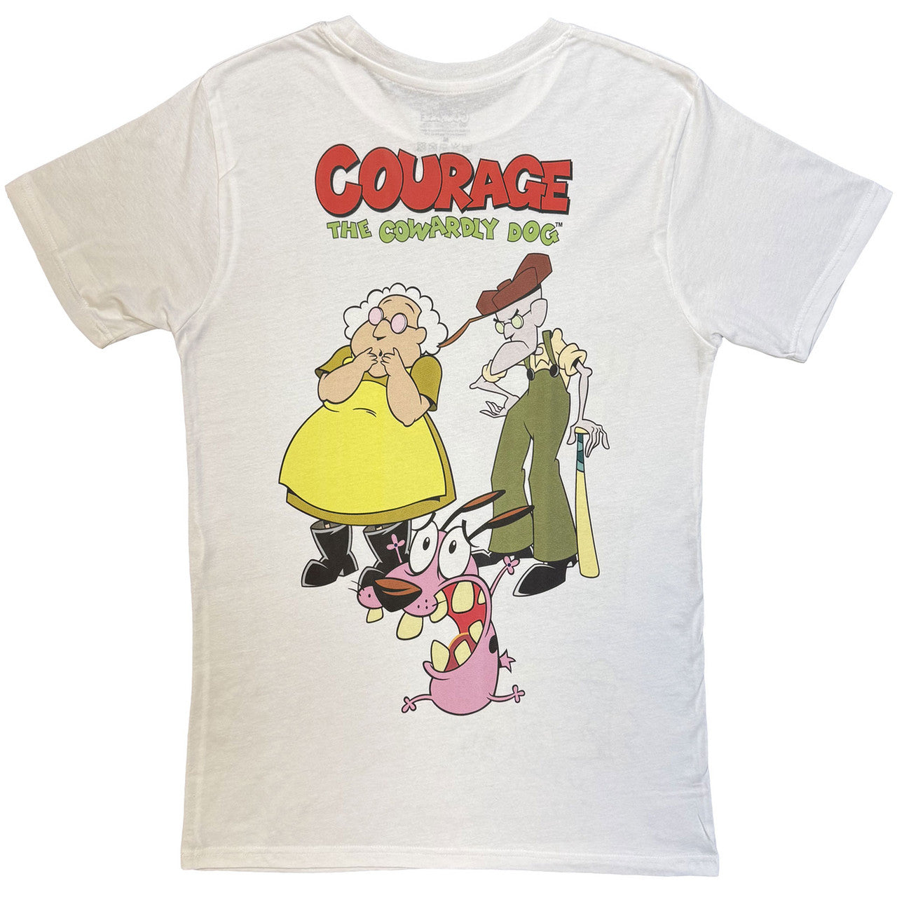 COURAGE THE COWARDLY DOG - Unisex T-Shirt: F&B Jumbo (White) (Back Print)