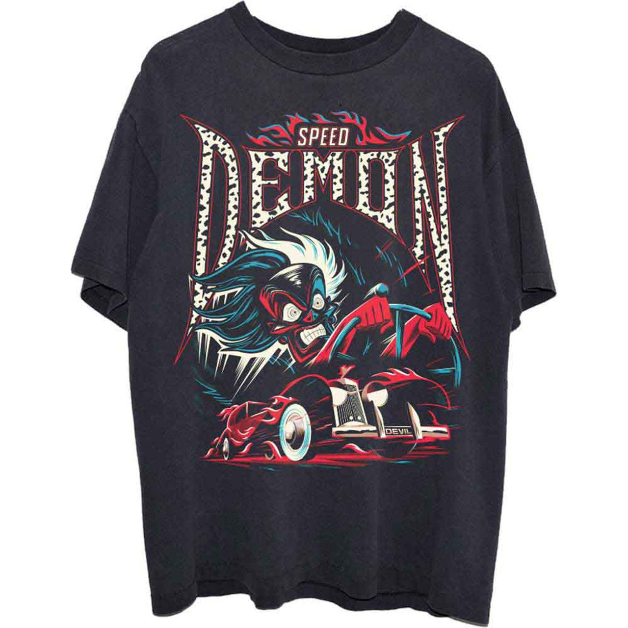 CRUELLA - 101 Dalmatians Unisex T-Shirt: Cruella Speed Demon (Black)
